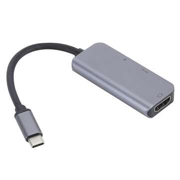 Portable 3 in 1 USB Type-C HUB Converter 4K HDMI 87W USB-C 5Gbps USB3.0 Adapter Grey