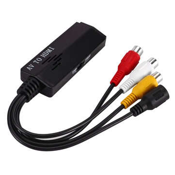 GRWIBEOU HD 1080P AV to HDMI Converter Adapter Composite Audio and Video CVBS to HDMI Converter Box