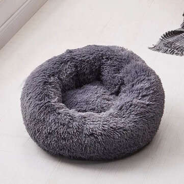 Long Plush Soft Warm Pet Dog Cat Round Deep Sleeping Mat Bed Hous... (SIZE: 100CM | COLOR: DARKGREY)