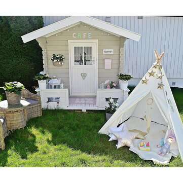 51`` White Height Canvas Kids Play Teepee Tent for Aged More Than 3 Years Old Playing Taking Picture