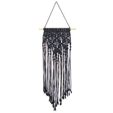 Wall Hanging Hand-knitted Cotton Rope Macrame Tapestry Woven Home Art Decor Ornament (COLOR: GREY)