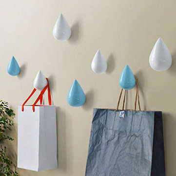 Honana BS-439 Creative Water Droplets Hook Solid Wooden Coat Cap Hooks for Hanging... (COLOR.: ROSE)