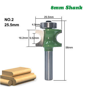 1/5PCS 8mm Shank Bullnose Half Round Bit Endmill Router Bits Wood 2 Flute Bearing Wood... (TYPE: #2)