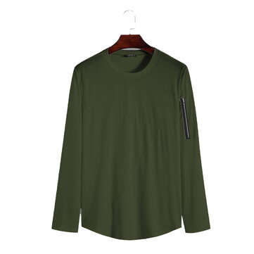 Men T Shirt Long leeve Cotton Spring Autumn Undershirt Mens Full Sle... (SIZE: M | COLOR: ARMYGREEN)