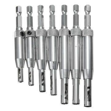 7pcs HSS Hex Shank Self Centering Door Lock Hinge Drill Bit Pilot Hole Tool Set