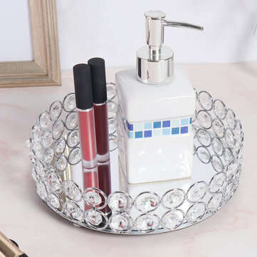 Mirror Crystal Storage Makeup Tray Baskets Box Simplicity Style Home Organizer (COLOR: SILVERS)