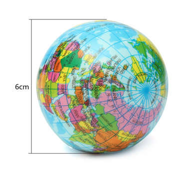 Earth Globe Planet World Map Foam Stress Relief Bouncy Press Ball Geography Toy