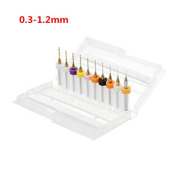 Drillpro 10pcs Titanium Coated Tungsten Carbide Micro PCB Drill Bits Set for PC... (SIZE: 0.3-1.2MM)