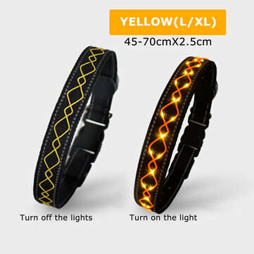 LED Dog Pet Collar Flashing Luminous Safety Night Light Flashing Adjustable (LIGHT COLOR: YELLOW)