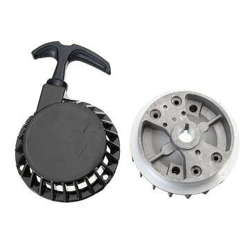 2Pcs Metal 49cc Universal Pull Starter And Flywheel For Dirt Bike Mini Moto Quad ... (COLOR.: BLACK)