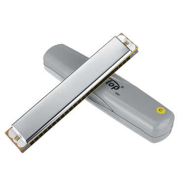 EASTTOP T2401 Polyphonic Harmonica Silver 24-hole C-tone Monophonic High Cost-effective Harmonica Su