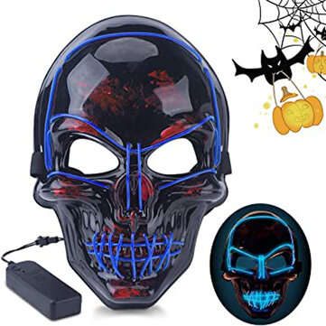 Halloween LED Mask Fluorescent Glowing Mask Cold Light Mask Party EL Mask Light Up ... (COLOR.: RED)