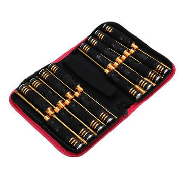 Yunzhong 16Pcs Hex Phillips Screw Nut Flat Screwdriver Tools Set with Bag for RC Helicopter