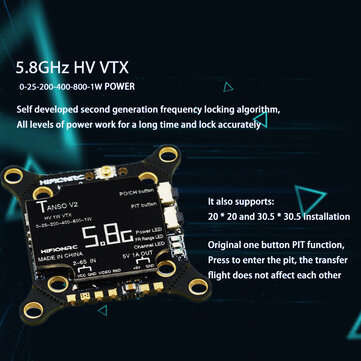 HIFION RC TANSO V2 Racing 5.8GHz VTX 40CH 0/25/200/400/800/1000mW Switchable FPV Transmitter VTX ant