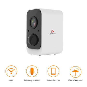 Pripaso 1080P Wireless Battery Powered WiFi Camera Outdoor Security IP Camera Waterproof Rechargeabl