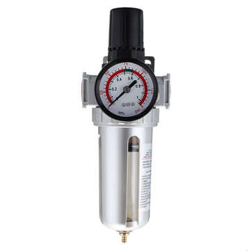 1/2" Mid Flow Air Compressor Regulator & Filter Combo With Gauge Manual Drain 150psi