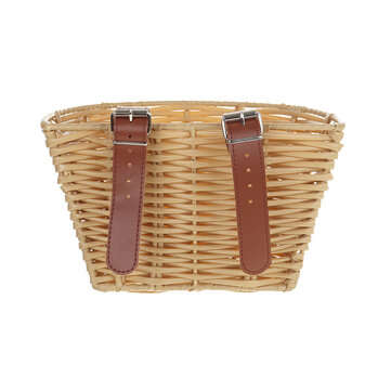 Vintage Rattan Wicker Children Bike Basket Bicycle Front Storage Hampers Outdoor Cycling