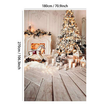 Gray Chic Wall Photo Background Fireplace Winter Christmas Tree Candle Gift Kid ... (SIZE: 2.7X1.8M)