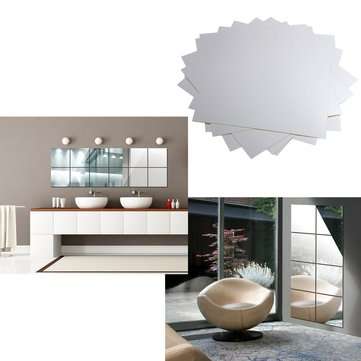 9Pcs 1515cm Mirror Sheets Square Non Glass Mirrors Tiles Self Adhesive Mirror Wall Sticker