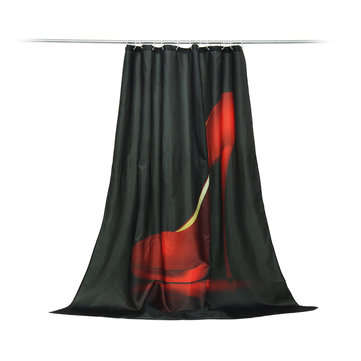 High Red Heels Black Waterproof Bathroom Shower Curtain Liner Polyester Fabric Bathroom Curtain & 12