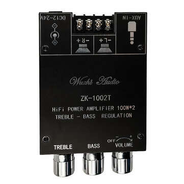 ZK-1002T 100W*2 High and Bass Adjustment bluetooth 5.0 Audio Power Amplifier Board Module Subwoofer