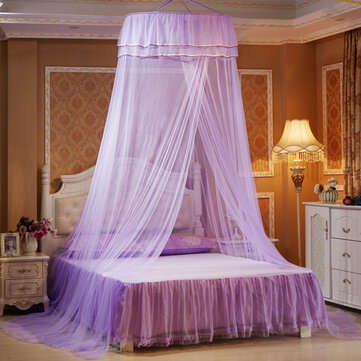 Solid Mosquito Net Bed Queen Size Home Dome Foldable Bed Canopy Elegant Princess (COLOR: PURPLE)