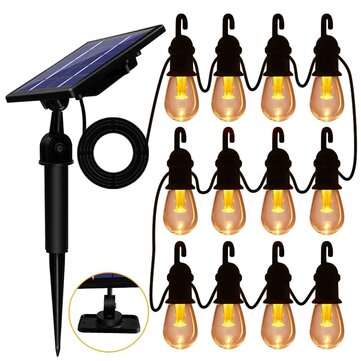 12 Bulbs Solar Light String Waterproof Edison 48FT Solar Bulb Lights Decoration Lighting For Garden