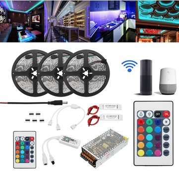 15M 2835 RGB Flexible IP65 Smart Wifi Control APP LED Strip Light Kit Work With Al... (PLUG: USPLUG)