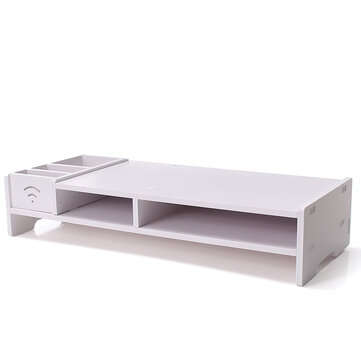 Desktop Monitor Stand Computer Screen Riser Wood Storage Shelf Plinth Laptop Bracket Desk PC Riser P