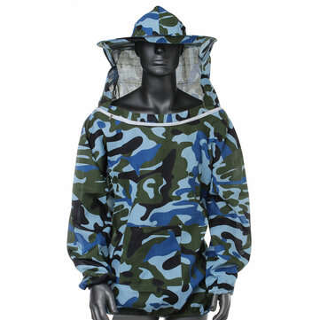 Beekeeping Jacket Veil Smock Equipment Supplies Bee Keeping Hat Sleeve Suit (COLOR.: CAMOUFLAGEBLUE)