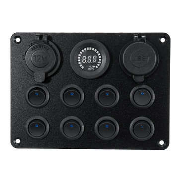 8 Gang Switch Panel 12V-24V Toggles ON OFF USB Voltage Interior Controls Car Boat Marine LED Rocker