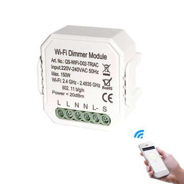 QS-WIFI-D02-TRIAC DIY Smart WiFi Light LED Dimmer Switch Smart Life/Tuya APP Remote Control 1/2 Way