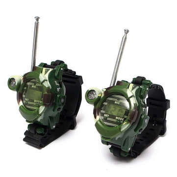 2Pcs 7 In 1 Kids Children Toys Walkie Talkie Girls Boys Watches Interphone Outdoor Games Green Light