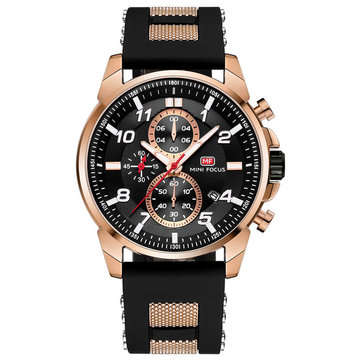 MINI FOCUS MF0268G Multi-function Silicone Men Quartz Watch (NO.: 4)