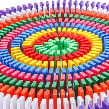 Kids Wooden Domino Blocks Rainbow Jigsaw Montessori Educational Toys for Children
