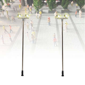 10Pcs/Set 3V Model Railway Train HO Scale Lamps Post 1:100 Street Light Dual Heads