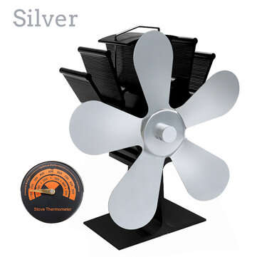 8 Blades Heaters Stove Fan Heat Powered Wood Stove Fan Silent Eco-Friendly Firep... (COLOR.: SILVER)