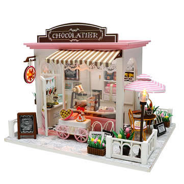 LED Wood DIY Cocoa`s Whimsy Assemble Doll House with Sound Light Model Toy