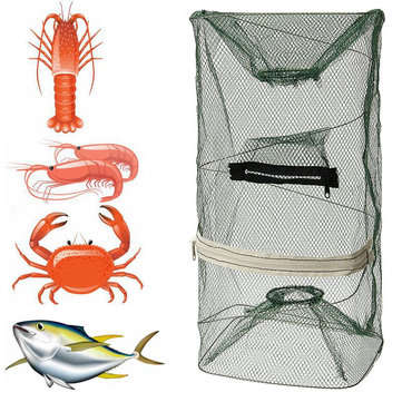 ZANLURE 22x45cm Folding Fishing Net Shrimp Crayfish Lobster Prawn Bait Mesh Trap