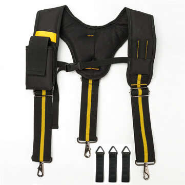 Adjustable Heavy Duty Work Tool Bag Belt Suspender With Mobile Phone Pouch 3 Loops