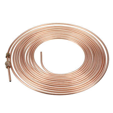Universal 25Ft Copper Nickel Brake Line Tubing Kit 3/16" OD with 15Pcs Nuts
