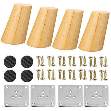 4Pcs/Set Solid Wooden Cone Angled Furniture Legs Kit Sofa Table Chair Stool Part Leg... (SIZE: 12CM)