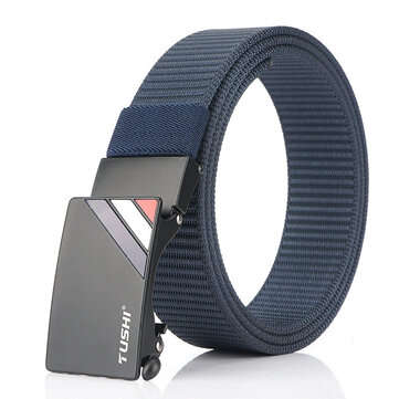 TUSHI 125cm Thick Nylon Belt Quick Release Metal Buckle Business Ta... (COLOR FOR OUTDOOR: NAVYBLUE)