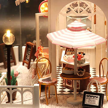 LED Wood DIY Cocoa`s Whimsy Assemble Doll House with Sound Light Model Toy