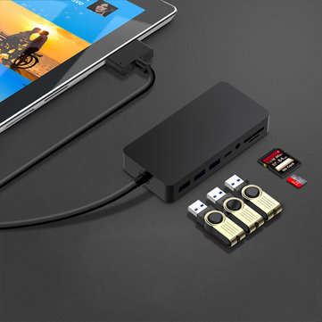 ROCKETEK SH701 USB Hub Card Reader Docking Station for Surface Pro 4/5/6 with RJ45 LAN DP HD VGA USB