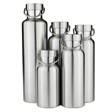 Stainless Steel Thermos Double Wall Vacuum Insulated Water Bottle Stainless Cap (SIZE: S)