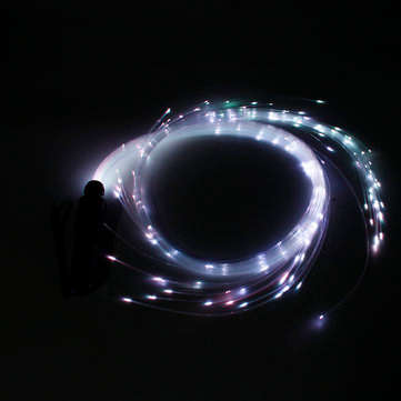 LED Fiber Optic Whip Strip Light 360 RGB Multi-Mode Flashlight Show Music Dance Festival Battery O