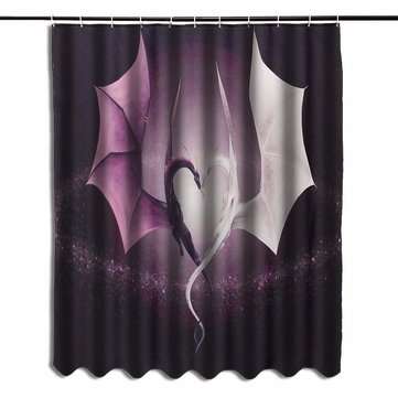 Custom New Popular Print Dragon Waterproof Bathroom Shower Curtain Valance With 12 Hooks