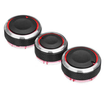 3pcs Aluminum Alloy Heater Knobs Buttons Set For VW Polo 2002-2013 2014-2016 (TYPE: .A)