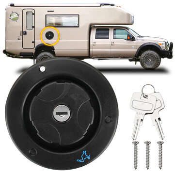 Black Fresh Water Locking Inlet Hatch Filler Cap Door Lock for Motorhome Caravan with 2 Keys